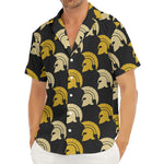Spartan Warrior Helmet Pattern Print Men's Deep V-Neck Shirt