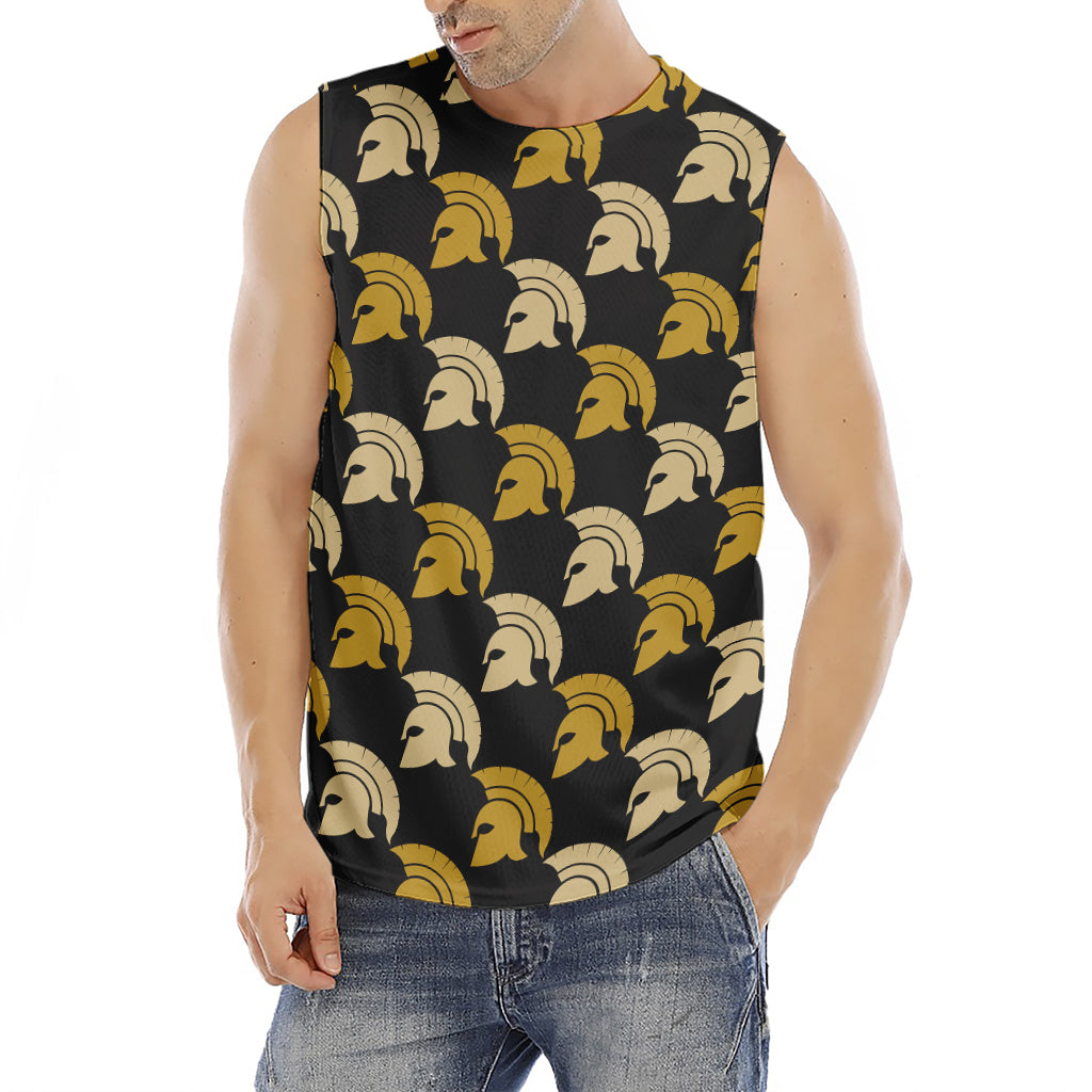 Spartan Warrior Helmet Pattern Print Men's Fitness Tank Top