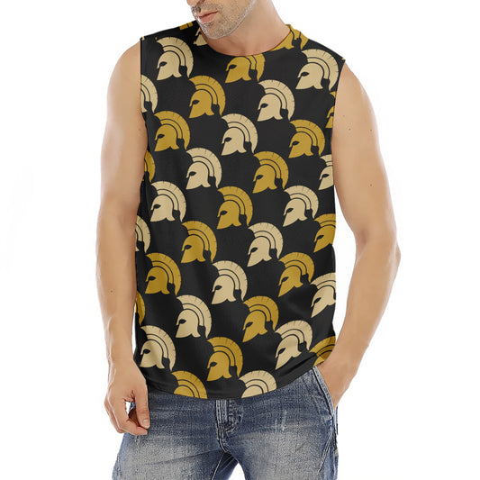 Spartan Warrior Helmet Pattern Print Men's Fitness Tank Top