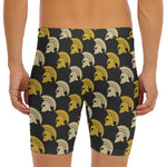 Spartan Warrior Helmet Pattern Print Men's Long Boxer Briefs