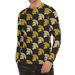 Spartan Warrior Helmet Pattern Print Men's Long Sleeve Rash Guard