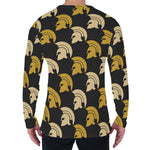 Spartan Warrior Helmet Pattern Print Men's Long Sleeve T-Shirt