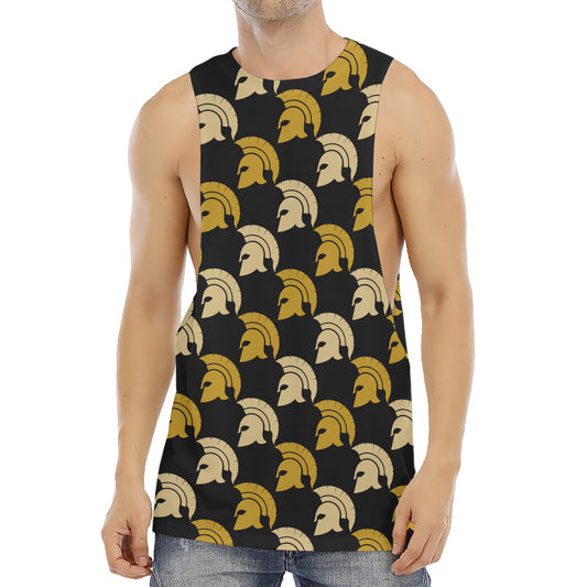 Spartan Warrior Helmet Pattern Print Men's Muscle Tank Top