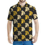 Spartan Warrior Helmet Pattern Print Men's Polo Shirt