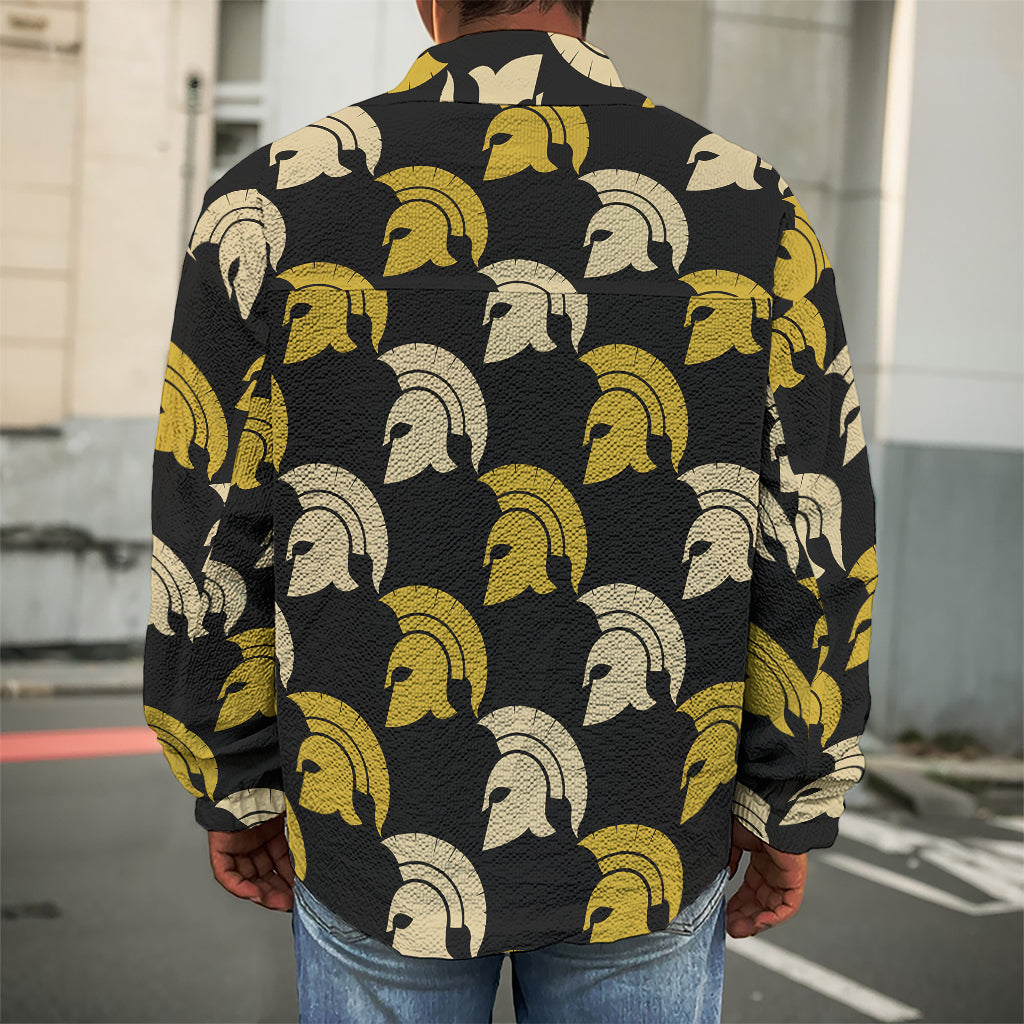 Spartan Warrior Helmet Pattern Print Men's Shirt Jacket