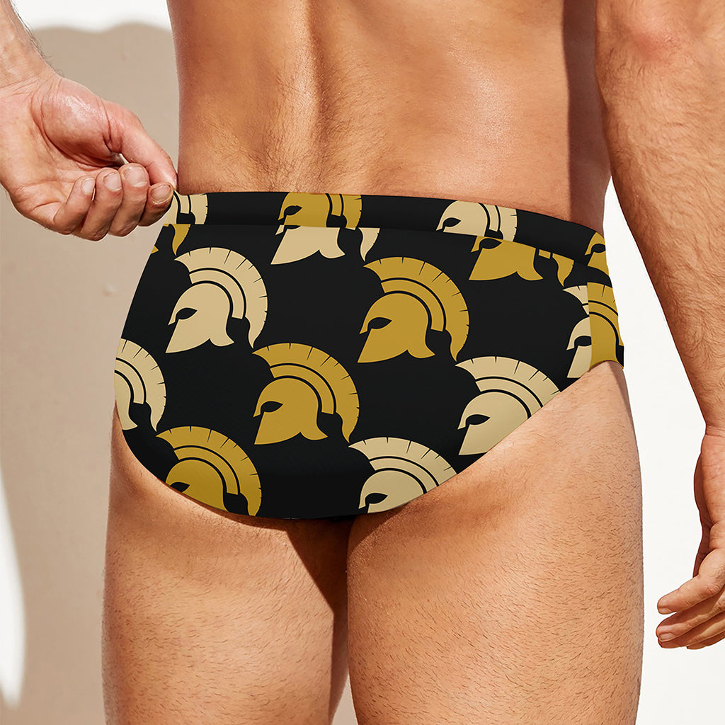 Spartan Warrior Helmet Pattern Print Men's Swim Briefs