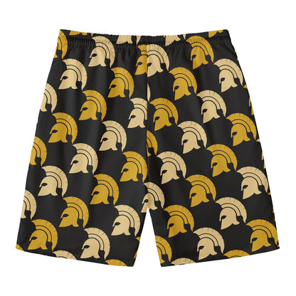 Spartan Warrior Helmet Pattern Print Men's Swim Trunks