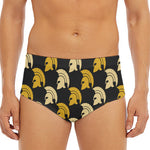 Spartan Warrior Helmet Pattern Print Men's Triangle Swim Briefs