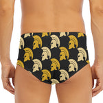 Spartan Warrior Helmet Pattern Print Men's Triangle Swim Briefs