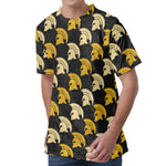 Spartan Warrior Helmet Pattern Print Men's Velvet T-Shirt