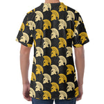 Spartan Warrior Helmet Pattern Print Men's Velvet T-Shirt