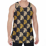 Spartan Warrior Helmet Pattern Print Men's Velvet Tank Top