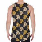 Spartan Warrior Helmet Pattern Print Men's Velvet Tank Top