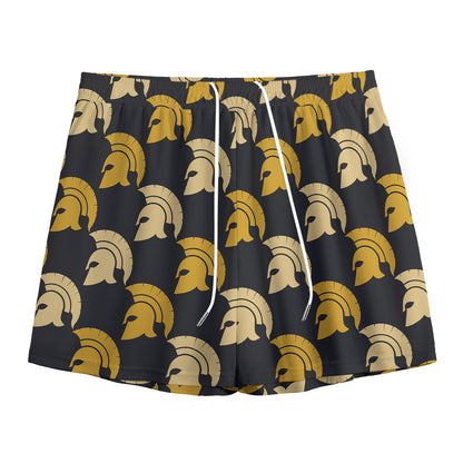 Spartan Warrior Helmet Pattern Print Mesh Shorts