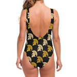 Spartan Warrior Helmet Pattern Print One Piece Swimsuit