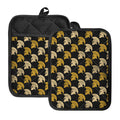 Spartan Warrior Helmet Pattern Print Pot Holders With Pocket