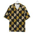 Spartan Warrior Helmet Pattern Print Rayon Hawaiian Shirt