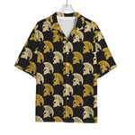 Spartan Warrior Helmet Pattern Print Rayon Hawaiian Shirt