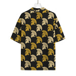 Spartan Warrior Helmet Pattern Print Rayon Hawaiian Shirt