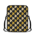 Spartan Warrior Helmet Pattern Print Rectangular Crossbody Bag