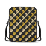 Spartan Warrior Helmet Pattern Print Rectangular Crossbody Bag