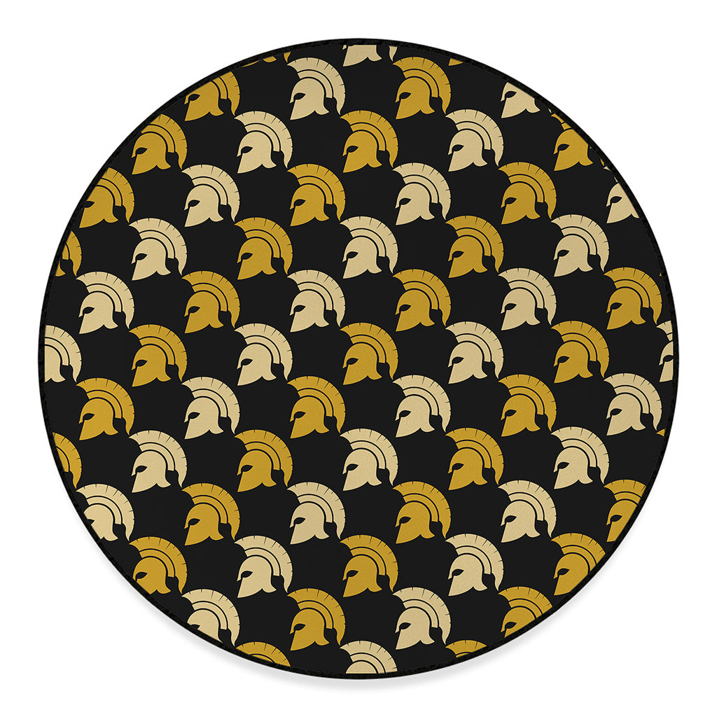 Spartan Warrior Helmet Pattern Print Round Floor Mat