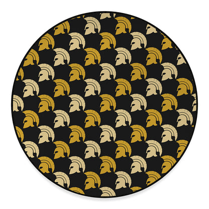 Spartan Warrior Helmet Pattern Print Round Floor Mat