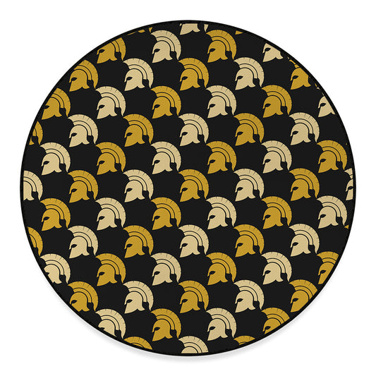 Spartan Warrior Helmet Pattern Print Round Floor Mat