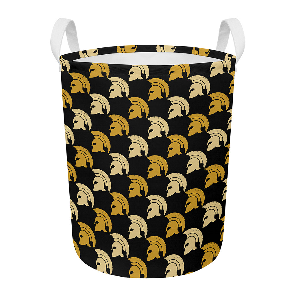 Spartan Warrior Helmet Pattern Print Round Laundry Basket