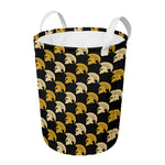Spartan Warrior Helmet Pattern Print Round Laundry Basket