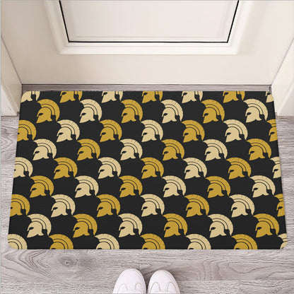 Spartan Warrior Helmet Pattern Print Rubber Doormat