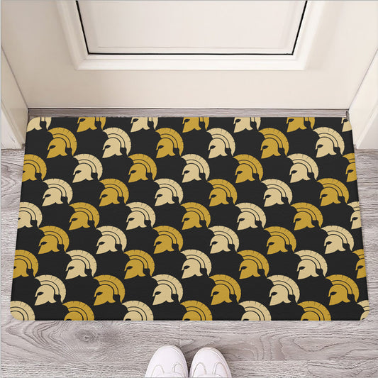 Spartan Warrior Helmet Pattern Print Rubber Doormat