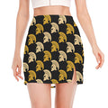Spartan Warrior Helmet Pattern Print Side Slit Mini Skirt