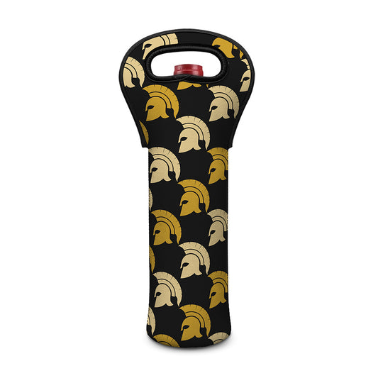 Spartan Warrior Helmet Pattern Print Single Neoprene Wine Tote