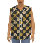 Spartan Warrior Helmet Pattern Print Sleeveless Baseball Jersey