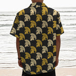 Spartan Warrior Helmet Pattern Print Textured Short Sleeve Shirt