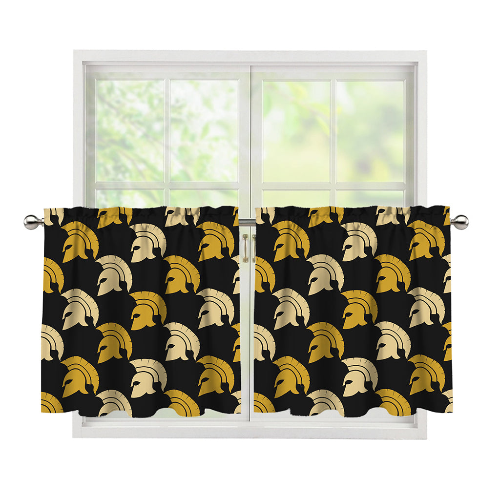 Spartan Warrior Helmet Pattern Print Tier Curtains