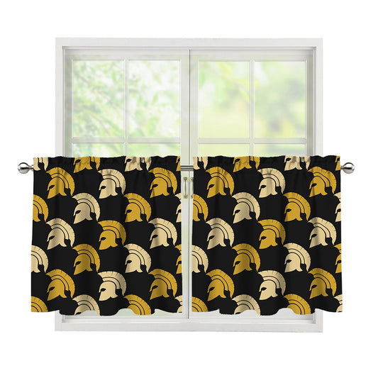 Spartan Warrior Helmet Pattern Print Tier Curtains