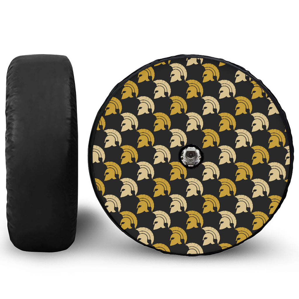 Spartan Warrior Helmet Pattern Print Tire Cover With Camera Hole