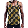 Spartan Warrior Helmet Pattern Print Men's Workout Tank Top