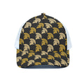 Spartan Warrior Helmet Pattern Print White Mesh Trucker Hat
