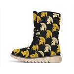 Spartan Warrior Helmet Pattern Print Winter Boots
