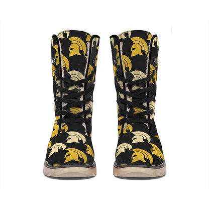 Spartan Warrior Helmet Pattern Print Winter Boots
