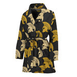 Spartan Warrior Helmet Pattern Print Women's Bathrobe