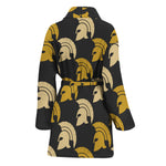 Spartan Warrior Helmet Pattern Print Women's Bathrobe