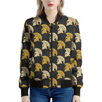 Spartan Warrior Helmet Pattern Print Women's Bomber Jacket