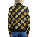 Spartan Warrior Helmet Pattern Print Women's Bomber Jacket