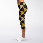 Spartan Warrior Helmet Pattern Print Women's Capri Leggings
