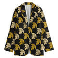 Spartan Warrior Helmet Pattern Print Women's Cotton Blazer