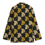 Spartan Warrior Helmet Pattern Print Women's Cotton Blazer